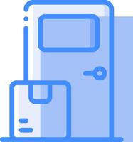 A blue door with a box and a computer vector