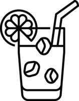 A black and white drawing of a drink with a slice of lemon vector