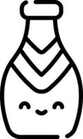 A black and white drawing of a bottle with a smiley face vector