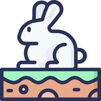 Rabbit on a rock icon vector