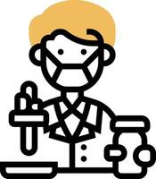 A man in a lab coat holding a test tube vector