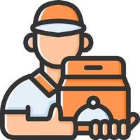A man holding a box with a pizza in it vector
