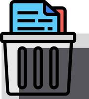 A trash can with papers and a folder vector