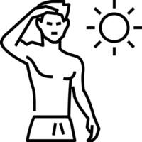 Man with sun on his head and a towel on his head vector