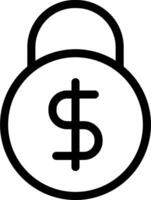 A black and white image of a padlock with a dollar sign vector