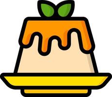 A pudding with a green leaf on top vector
