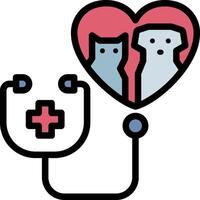 A stethoscope and heart with a cat and dog vector