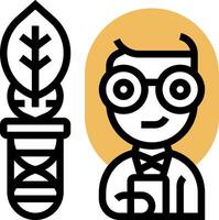 A man with glasses and a plant in front of him vector