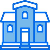 A blue building with a window on the side vector