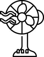 A black and white drawing of a fan with a fan blowing vector