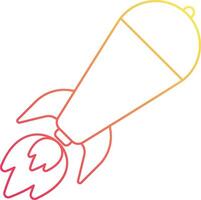 A rocket is flying in the air with a yellow and orange outline vector