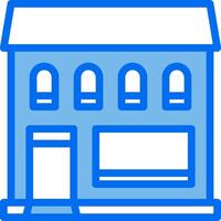 A blue building icon with a window vector