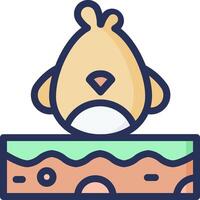 A cartoon bird sitting on top of a piece of wood vector