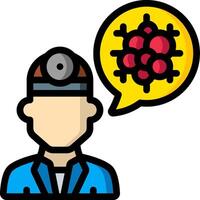 A man with a speech bubble with a virus vector