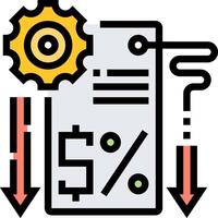 A document with a gear and arrow pointing to it vector