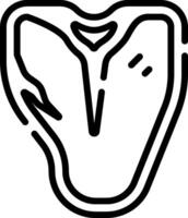 A tooth with a black outline on a white background vector