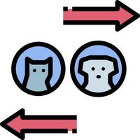 Two dogs and a cat are facing each other vector