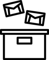 An icon of a box with envelopes in it vector