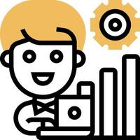 A man with a laptop and a clock icon vector