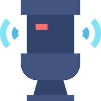 A blue toilet with a red button on it vector