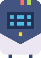 A flat icon of a computer with a clock on it vector