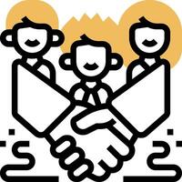 A group of people shaking hands with a sign that says vector
