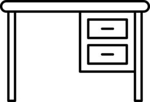 A black and white drawing of a desk vector