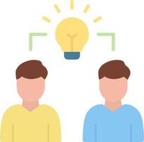 Two people are standing in front of a light bulb vector