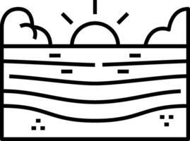 A black and white line drawing of a beach vector