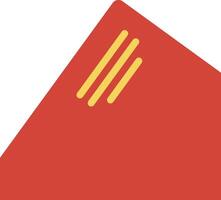A red and yellow triangle with three lines vector