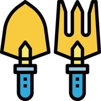 Two tools with a fork and a shovel vector