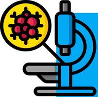 Microscope icon with a red and blue object vector