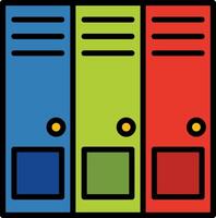 Three colorful lockers with a red, blue and green door vector