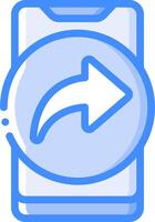 A blue and white icon with an arrow pointing to the right vector