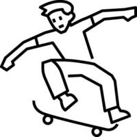 A black and white drawing of a man riding a skateboard vector