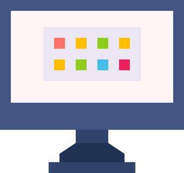 A computer monitor with colorful squares on it vector