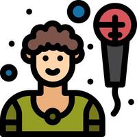 A man holding a microphone and a sign vector