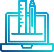 A laptop with a ruler and pencil on it vector