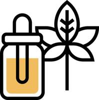 A bottle of oil and a leaf vector
