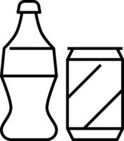 A can and a bottle of soda are shown in this outline vector