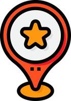 A star on a map pointer icon vector