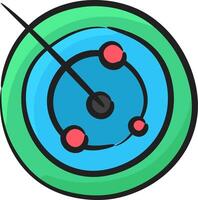 A cartoon image of a blue and green circular object vector