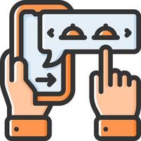 A hand holding a phone with a message on it vector