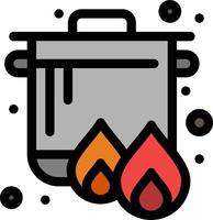 A pot with flames and a pan on top vector