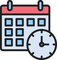 Calendar icon with clock illustration vector