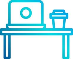 A laptop and coffee cup on a table vector