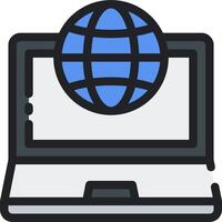 A laptop with a globe on it vector