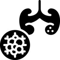 A black and white icon of a kidney and a cell vector