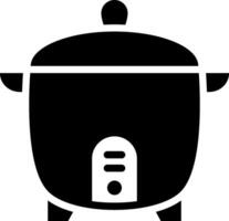 A black and white icon of a rice cooker vector