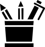 A black and white image of a pencil and a pen in a bucket vector